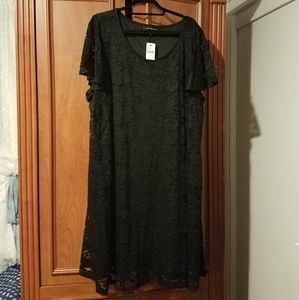 NWT Lane Bryant Black Short Sleeve Lace Midi Dress